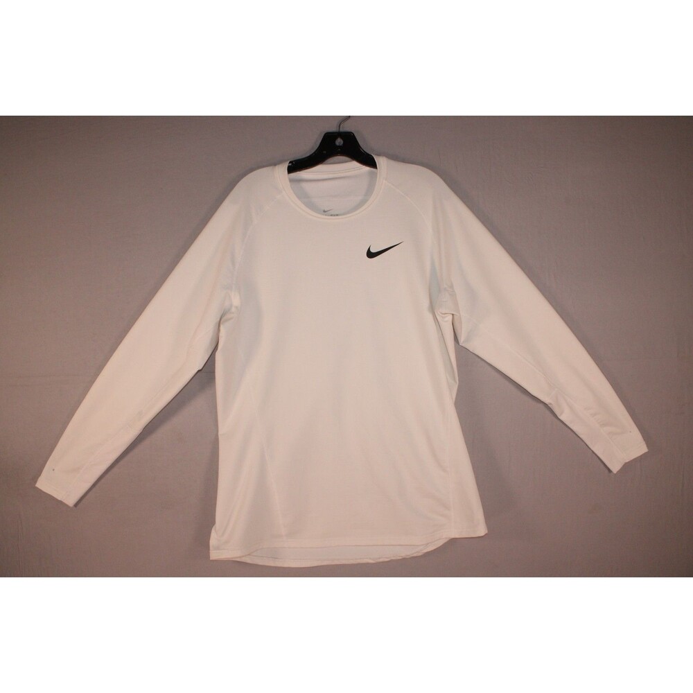 Nike Dri-FIT Men's XL White Long Sleeve Athletic Training Shirt Swoosh